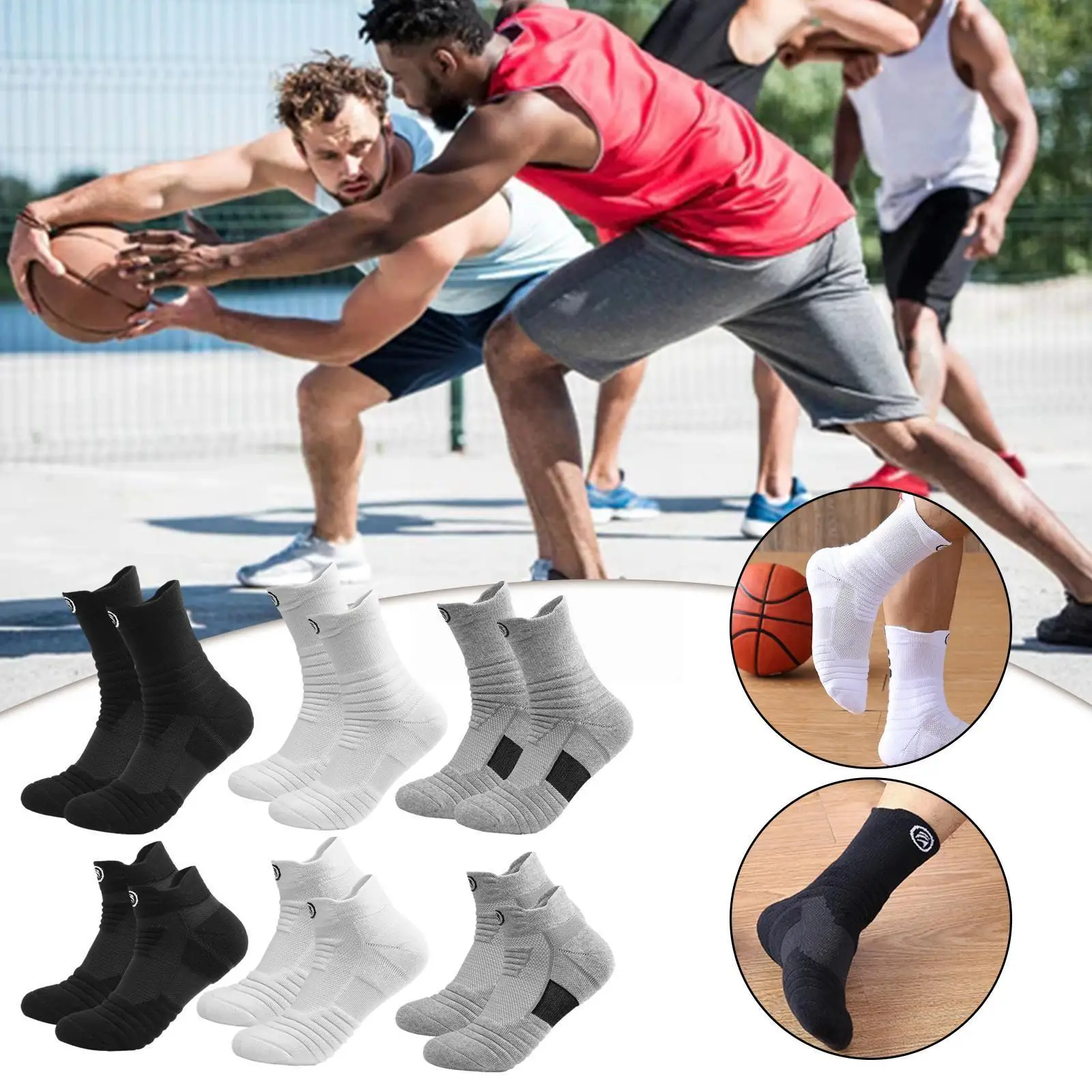 

5pairs/lot Men's Socks Compression Stockings Breathable Socks Cycling Sports Elastic Moisture Wicking High Tube Basketball F9u7