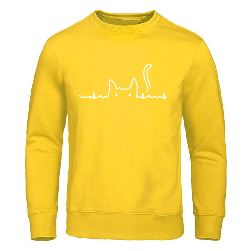 Teekossc Мужская флисовая толстовка в стиле Харадзюку с электрокардиограммами