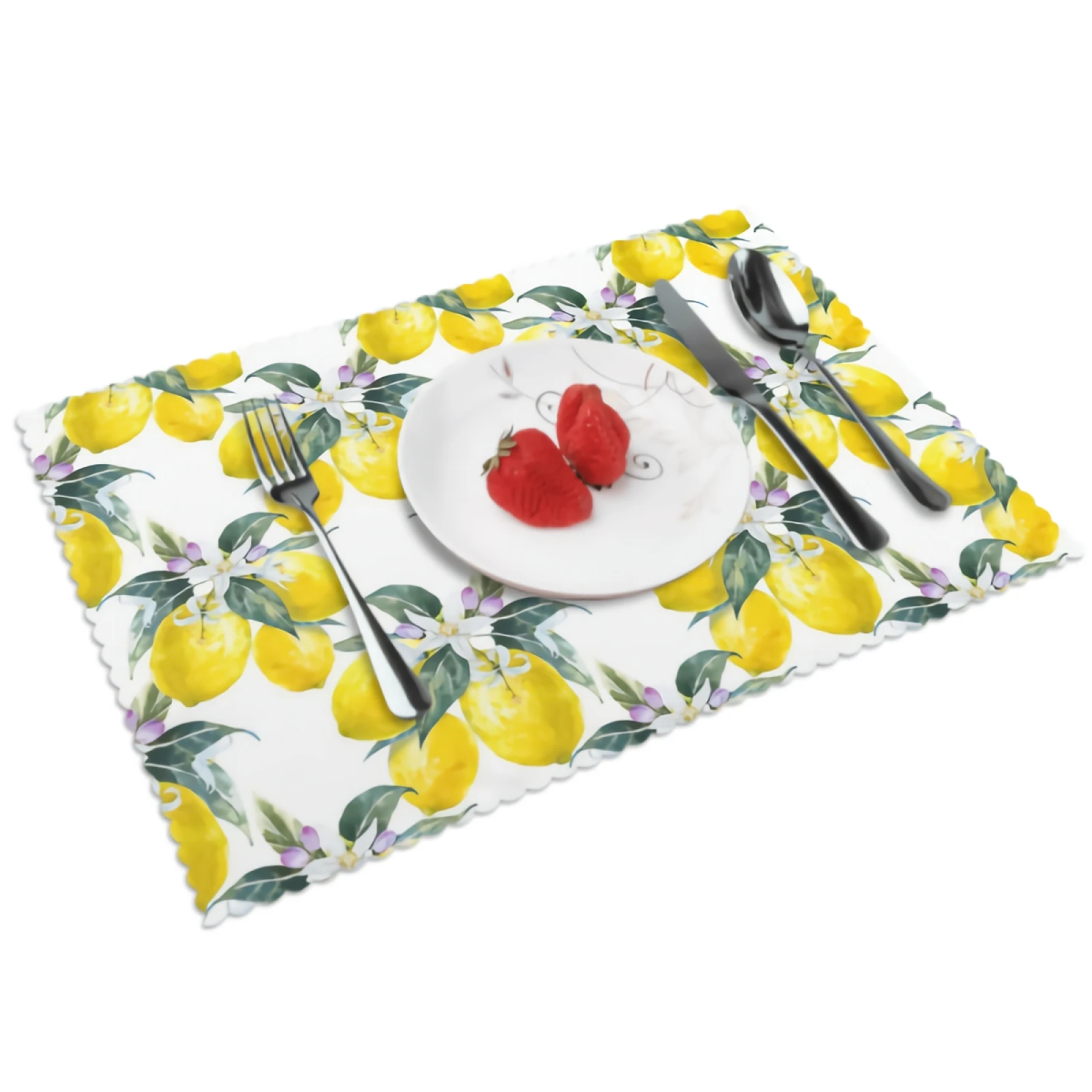 

Watercolor Lemons Placemats Summer Placemat Set of 4 Heat-Resisting Non Slip Table Mats Polyeste Place Mats