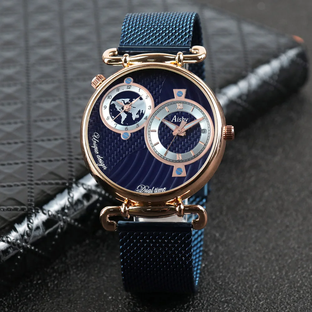 

SANDA 2021 Aishy Fashion Watch Men Top Luxury Brand Men Stainless Steel Business Men Wrist Watch Relogio Masculino Dual