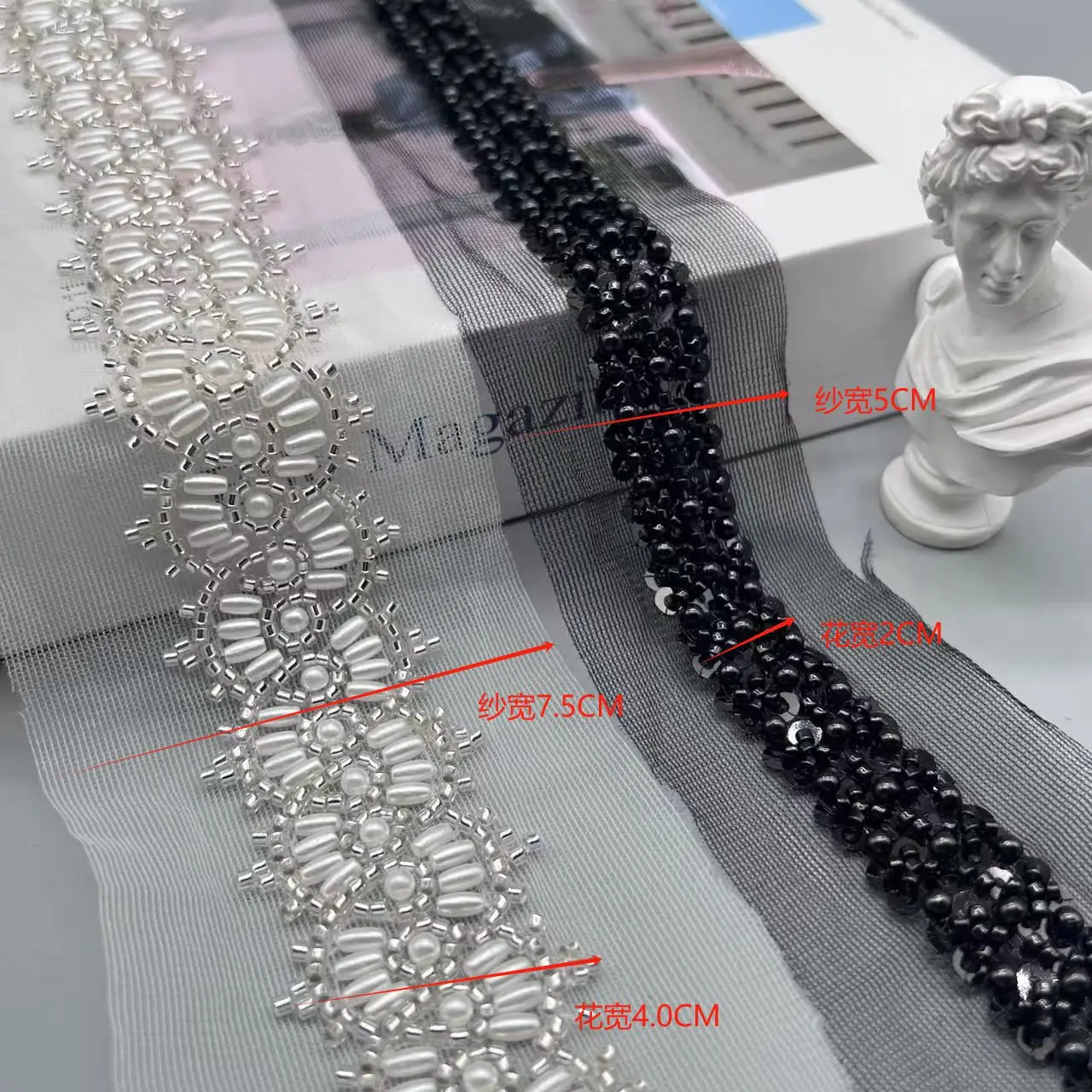 Черно-белые бусины для ногтей кружево сверхмощный жемчуг искусственный материал