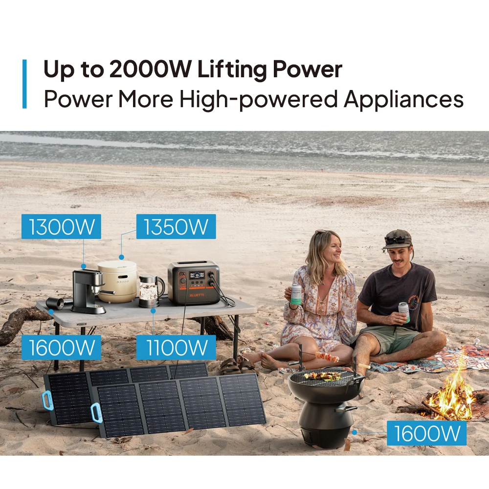 Фото Портативная электростанция Bluetti 1000W 110V 230V для кемпинга, солнечный генератор, портативная солнечная электростанция на солнечных батареях №5