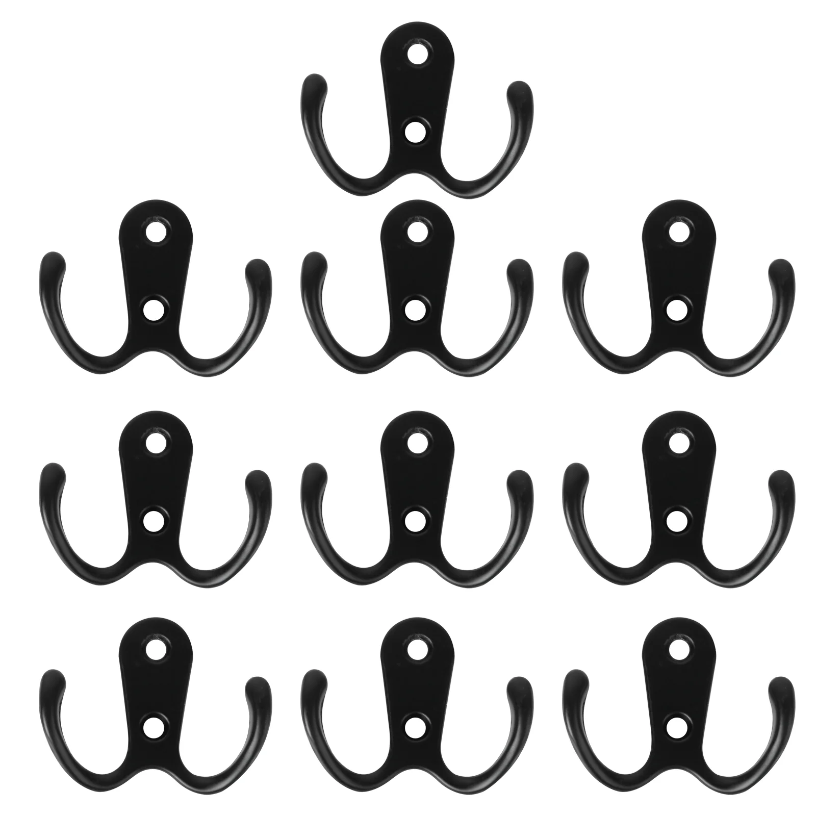 

10pcs 2-Pronged Coat Hooks Wall-mounted 2 Hole Towel Hanger for Coats Hats Clothing(Black) Clothes