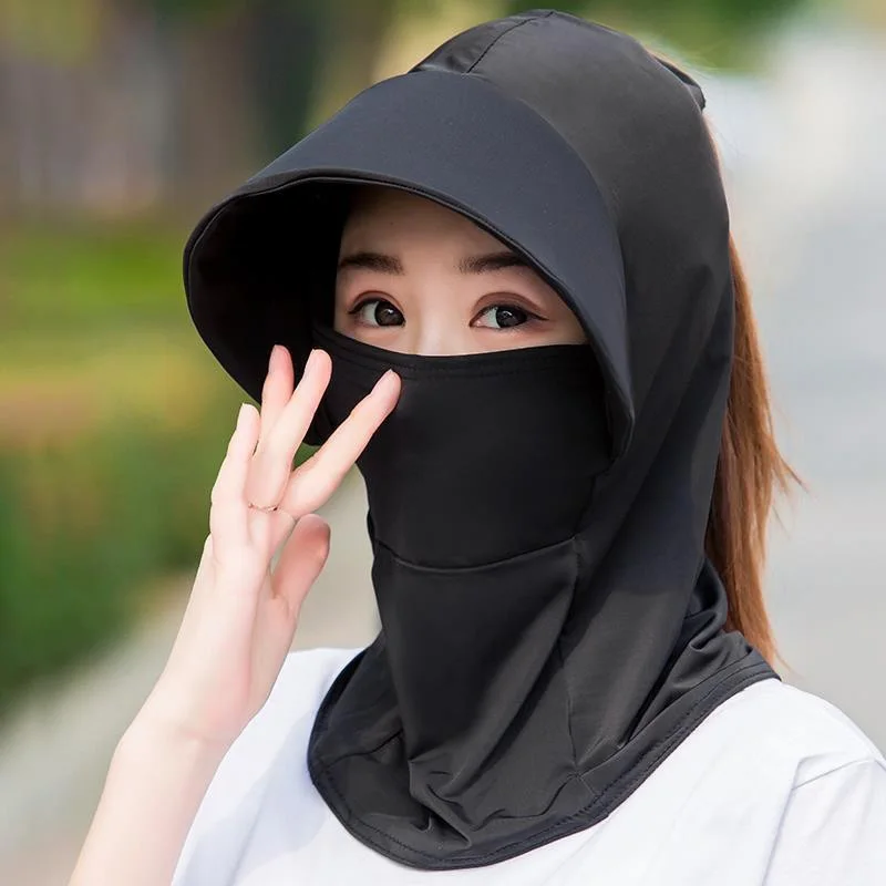 

Summer Ice Silk Hats For Women Sun Hat With Breathable Suncreen Outdoor Bicycling Beach Cap Visor Wide Brim Anti-UV Sunhat