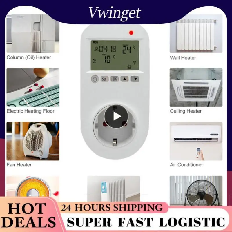 

2/3/5PCS Ntc Sensor Programmable Wifi Thermostat Socket 16a Electric Floor Heating Plug Remote Control Smart Heater Plug Tuya