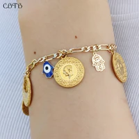 turkish evil eye bracelet jewelry bright portrait coin charm bracelets women elegant fashion luxury party wedding gift wholesale