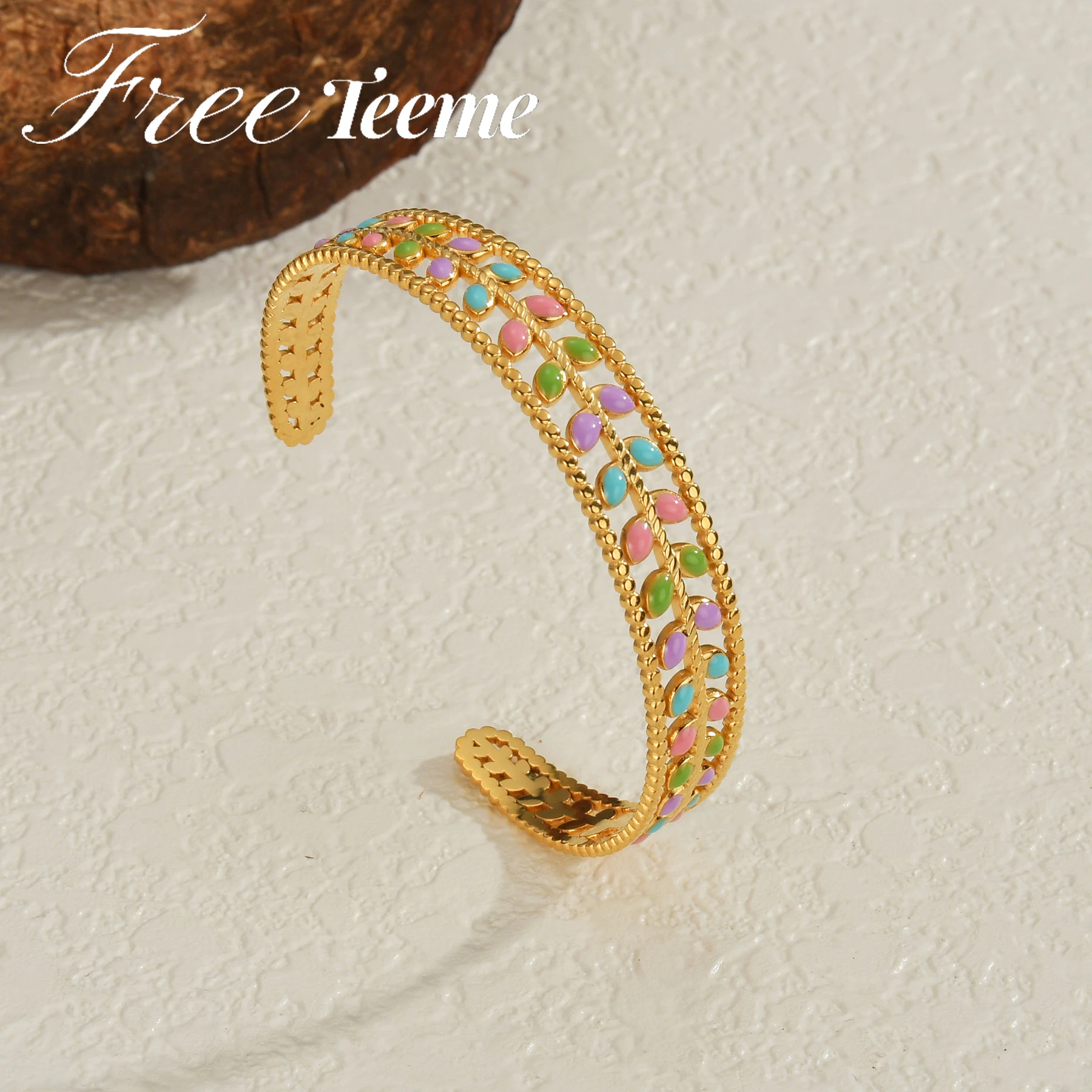 Freeteeme винтажный цветной брикет для женщин и пар открытый Браслет-манжета из
