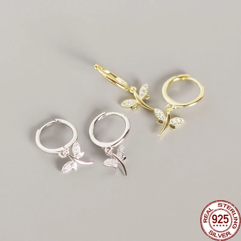 

Серьги-кольца в виде стрекозы из чистого серебра 925 пробы, E0136