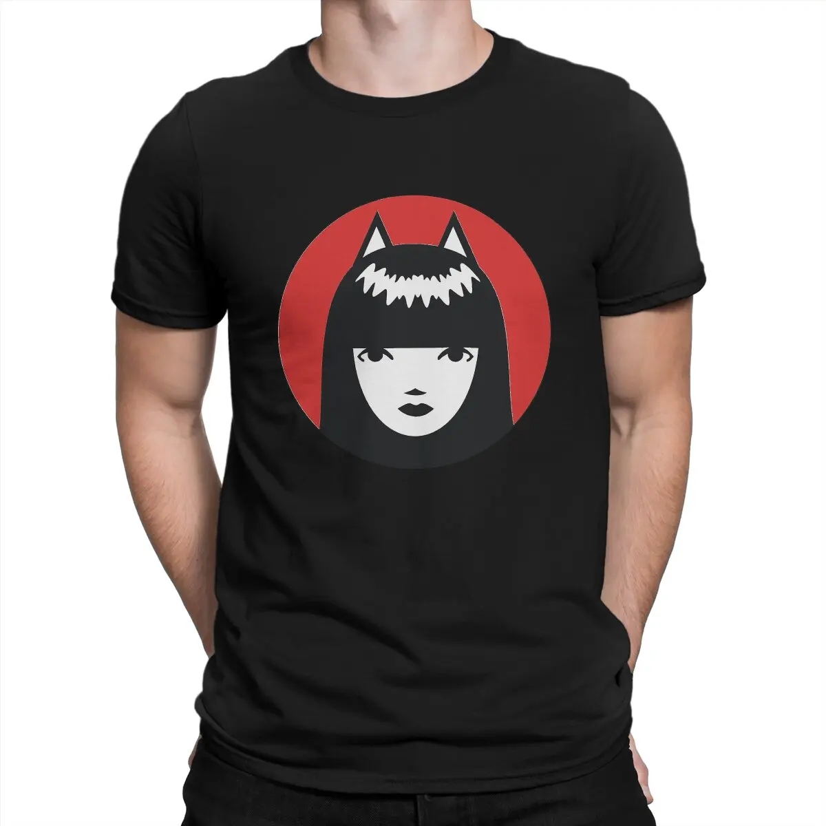 

Emily The Strange Cartoon Movie Men's TShirt Cat Girl Classic Fashion T Shirt Harajuku Sweatshirts New Trend