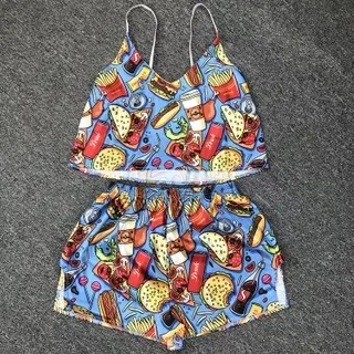 Suspenders Pajamas for Woman Silk Sexy Pijamas Satin Pyjama V Neck Fashion Butterfly Print Clothes Two Piece Set Home Suit