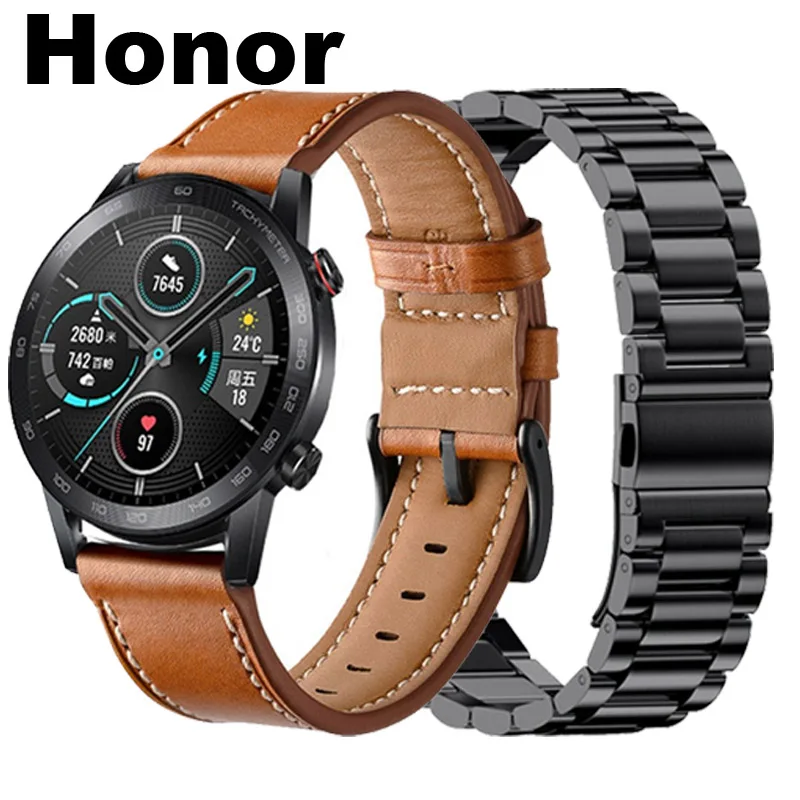 

Stainless Steel Bracelet For Honor Magic 2 46mm 42mm Dream GS Pro ES Strap Leather Watchband