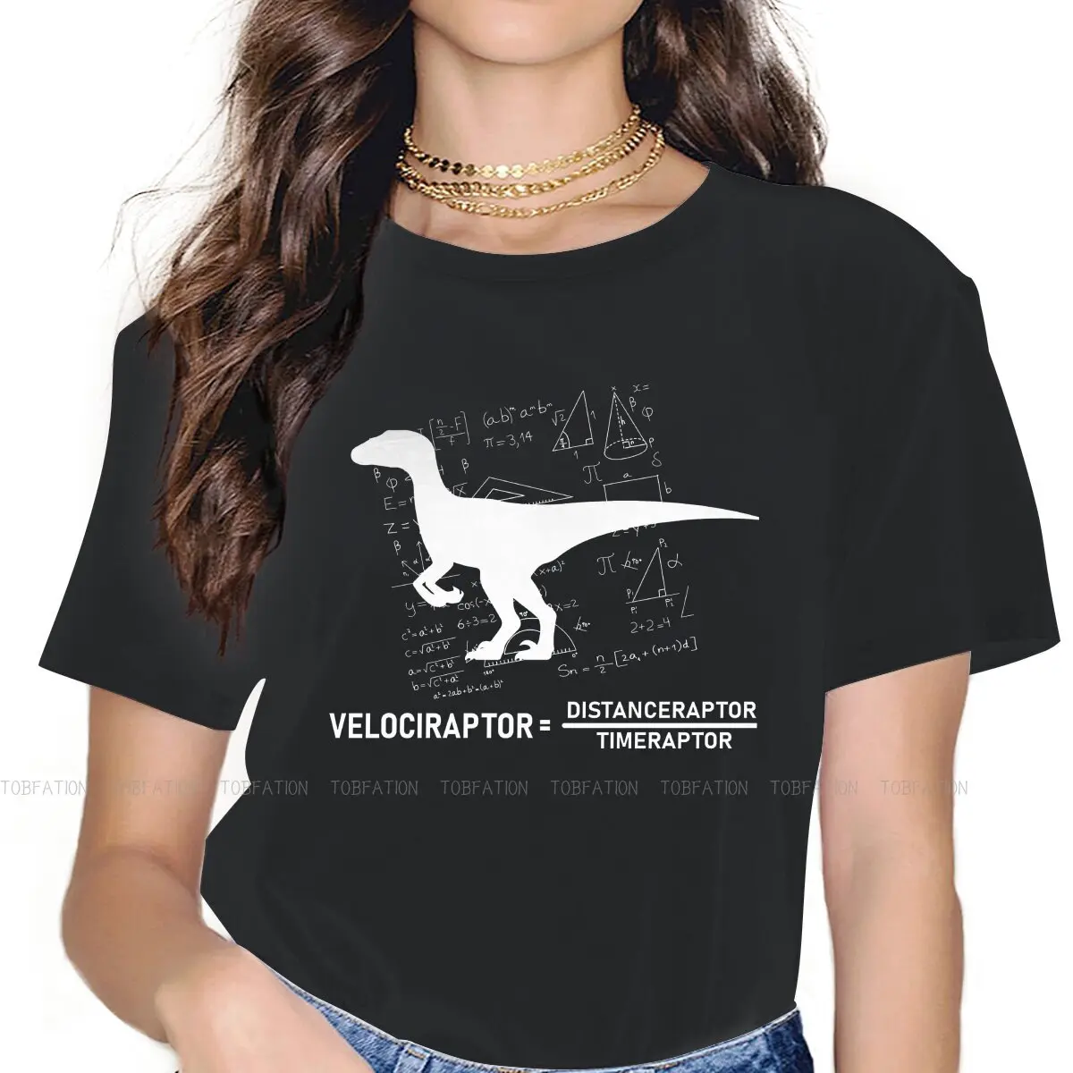 

Velociraptor динозавр скорость рандость для девушек математическая графика Математика Топы модная женская футболка Графический большой размер