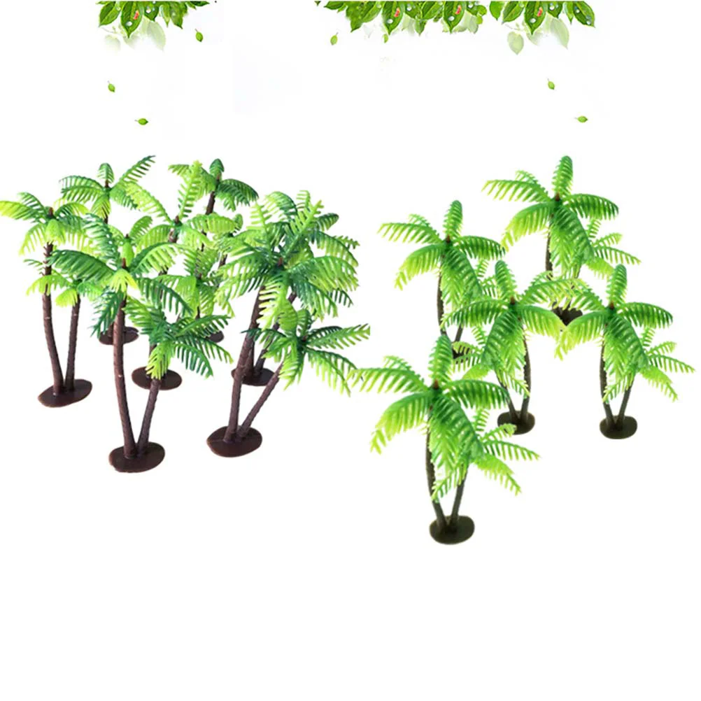 

12Pcs Plastic Coconut Palm Tree Miniature Pots Bonsai Craft Micro Landscape DIY Decor