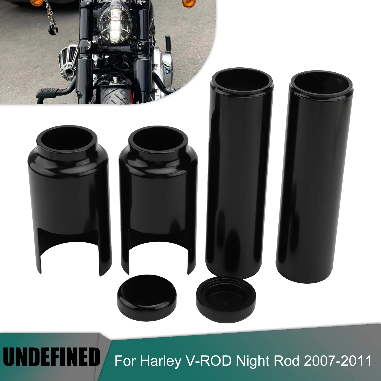 

Motorcycle Front Fork Shock Sleeve Fork Cover Upper Lower Tube Cap Kit Black For Harley V-Rod Night Rod Special VRSCD 2007-2011