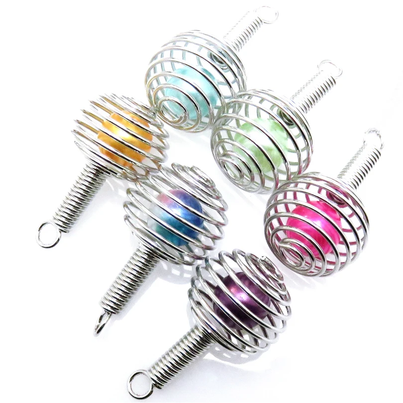 10 шт. лидер продаж спиральный пружинный Шарм жемчужная клетка медальон для