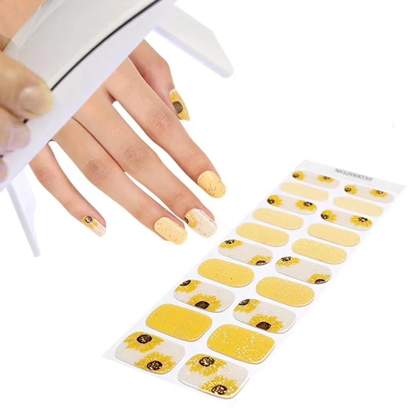 

Self Adhesive Nail Art Stickers Tearable Solid 3D Full Cover Finished Nail Stickers Decoration Waterproof Nail Polish Strip