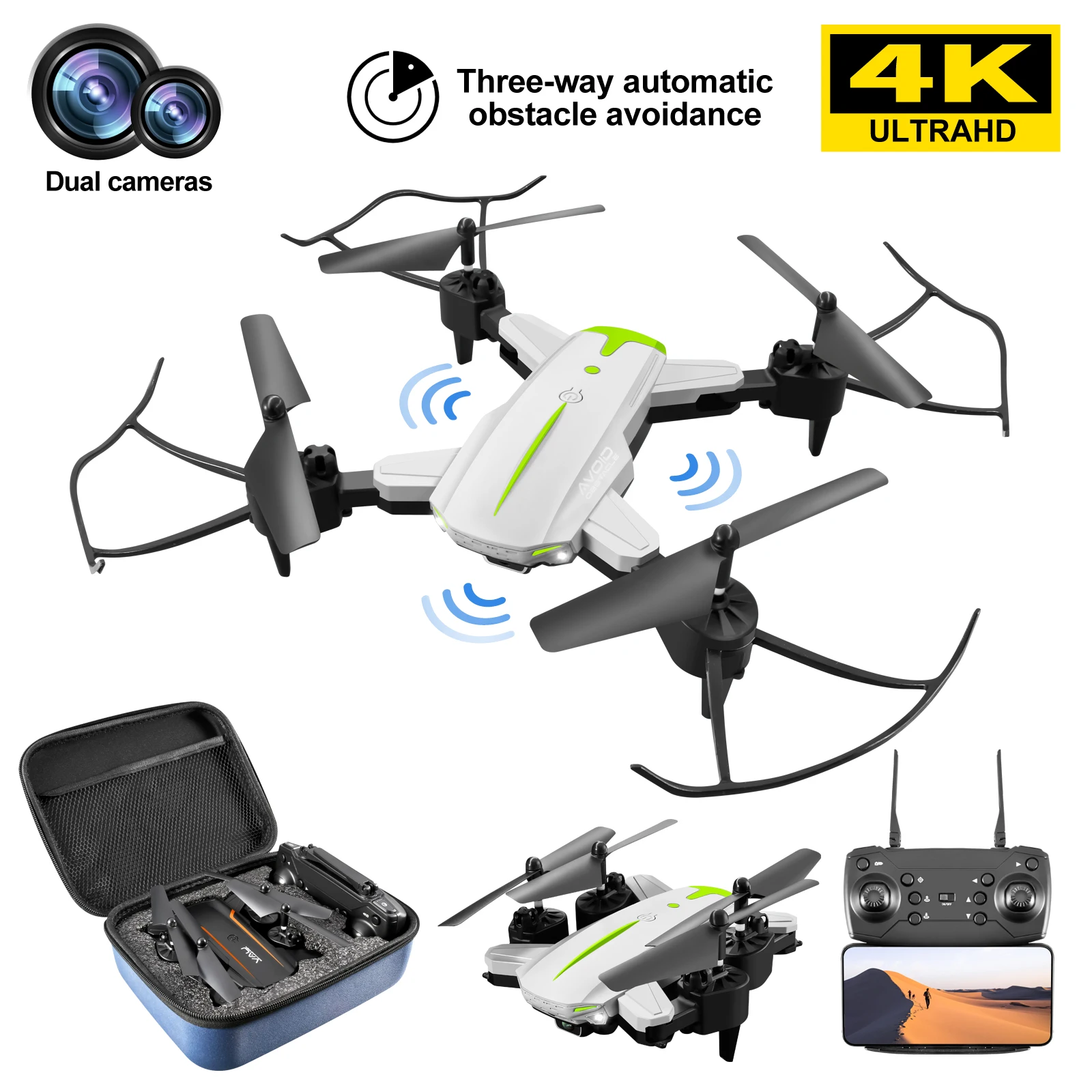 

KY605 Drone 4K HD Dual Camera WIFI Aerial Photography Quadcopter Professional Stable Gimbal Height Hold Obstacle Rc Helicopters