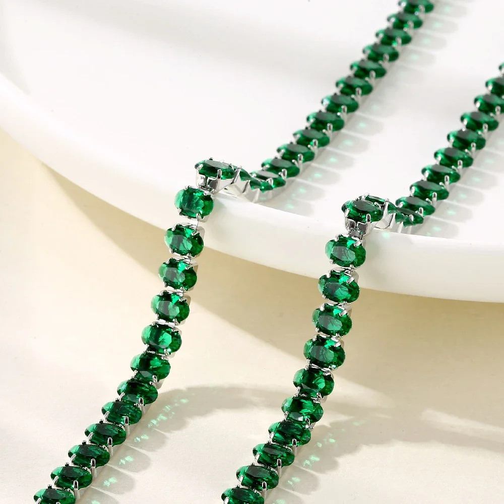 Модное 1 ряд Стразы ожерелье с кристаллами овальная теннисная цепочка ожерелья