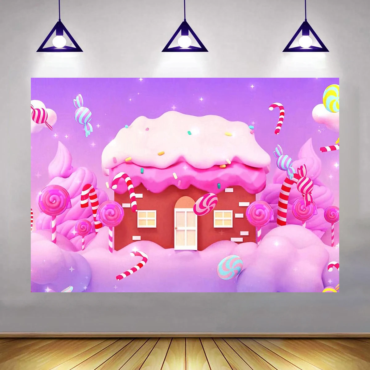 

10x6 футов тканевый фон для фотосъемки розовый дом конфеты леденцы сказочный мир принцесса Вечеринка в честь Дня Рождения