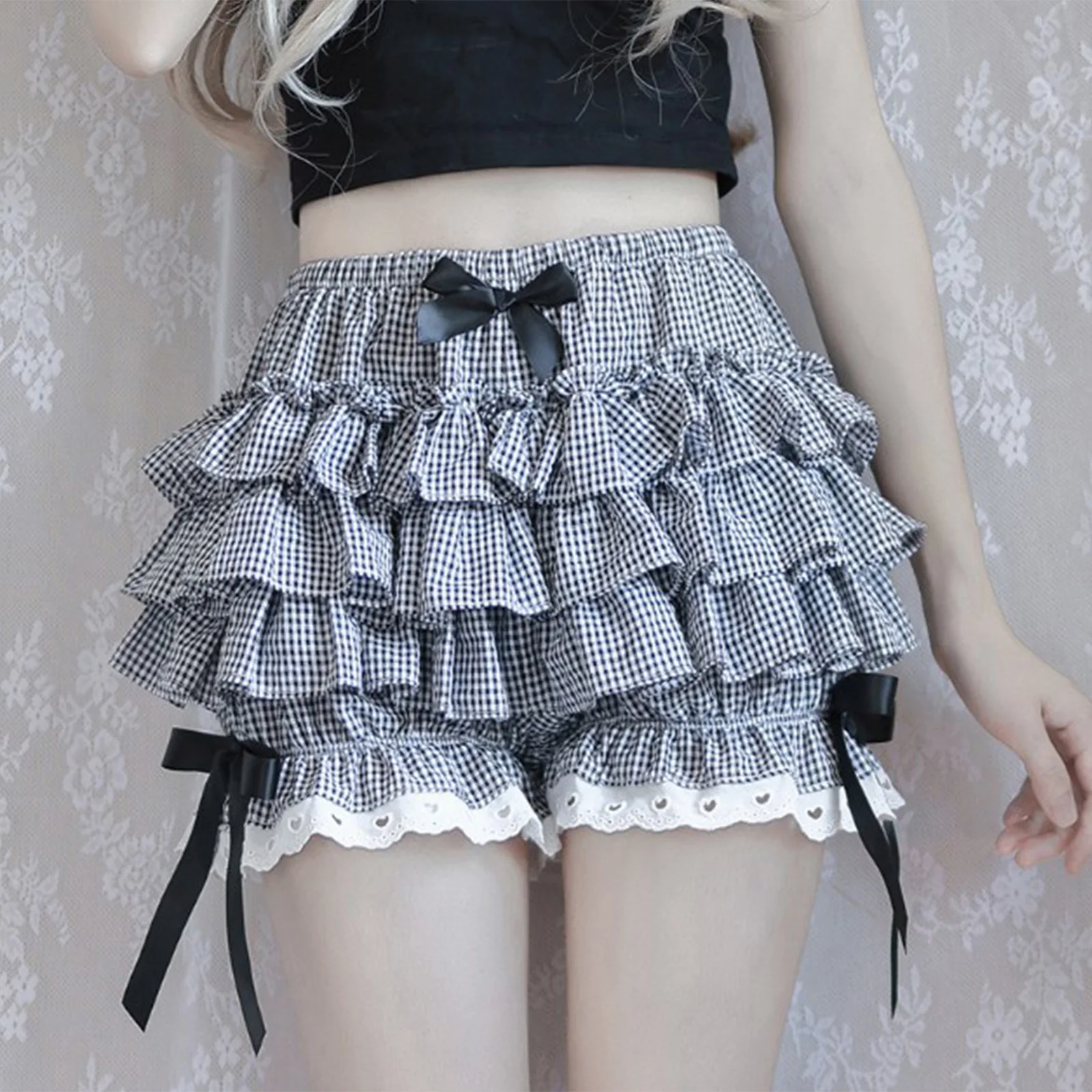 Lolita Maid Ruffle Shorts for Women Girls Cotton Pants Bloomers Kawaii Cute Safe Short Pants