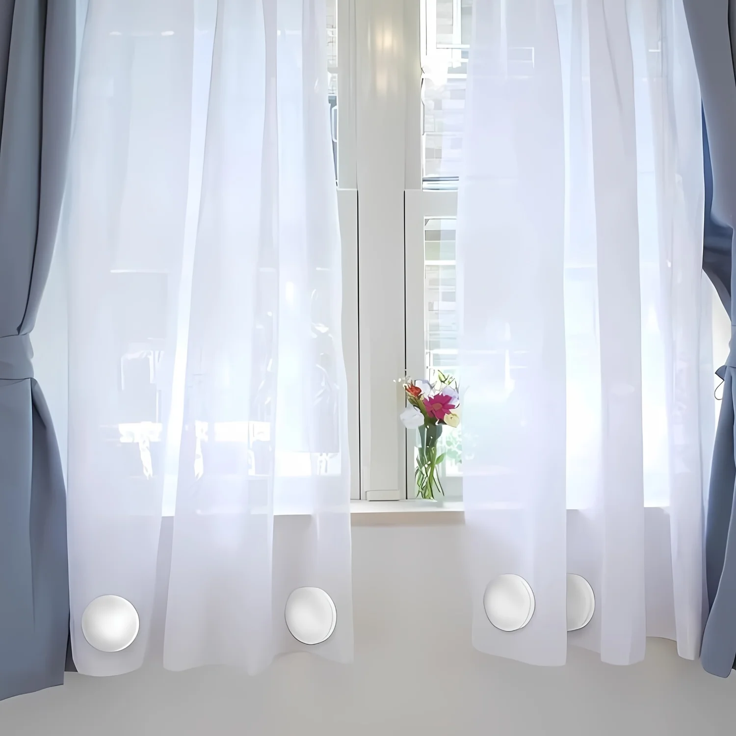 2-Piece Curtain Weights With Durable Plastic Cover - Heavy Seamless Magnets For Shower Curtains Tablecloths Flags & Outdoor B
