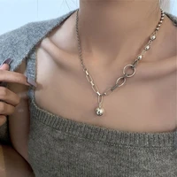 asymmetrical fashion vintage party birthday gifts couples jewelry silver necklace round bead pendant