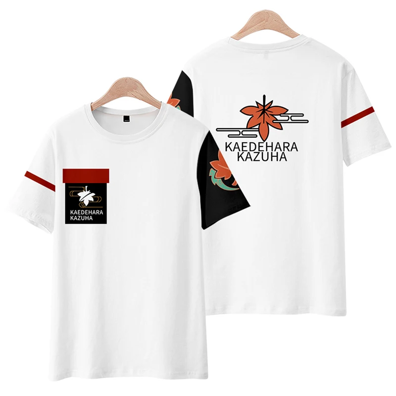 

Anime Genshin Impact Kaedehara Kazuha Short Sleeve Casual T-Shirt Cosplay Costume Student Summer New Unisex Loose Tee Tops