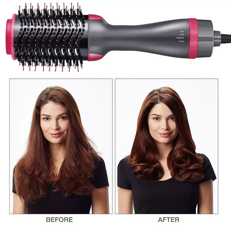 New upgrade Dual voltage 100-240V Hair Dryer Brush Hair Straightener Curler Comb Electric Blow Dryer Hair Roller Brush Styler enlarge