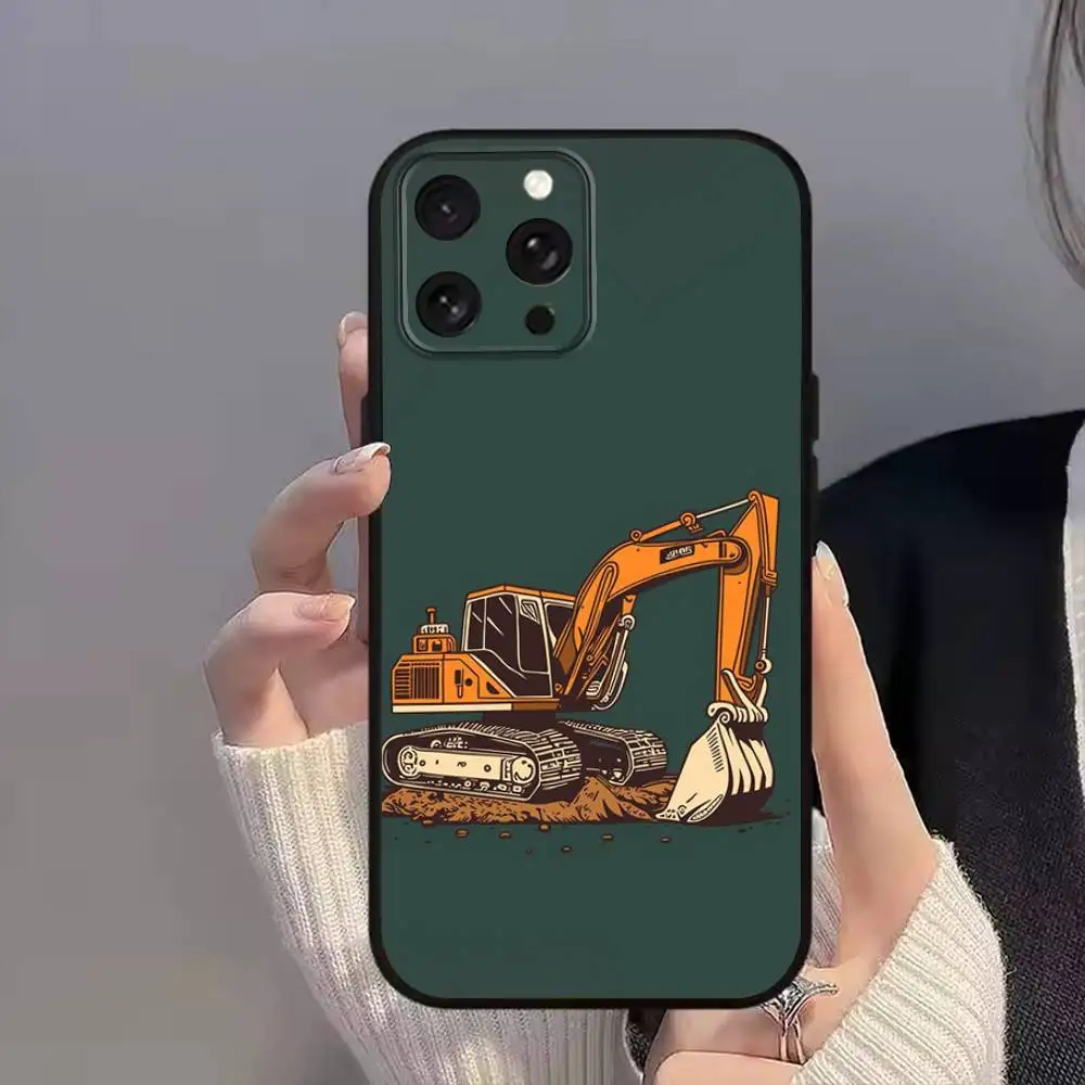 Фото Чехол для телефона Caterpillares Cool T-TruckS для iPhone 11,17,16,14,12,15,13,Max,SE4,Plus,E,Pro,Air,Mini Black, мягкий принт по всей поверхности №2