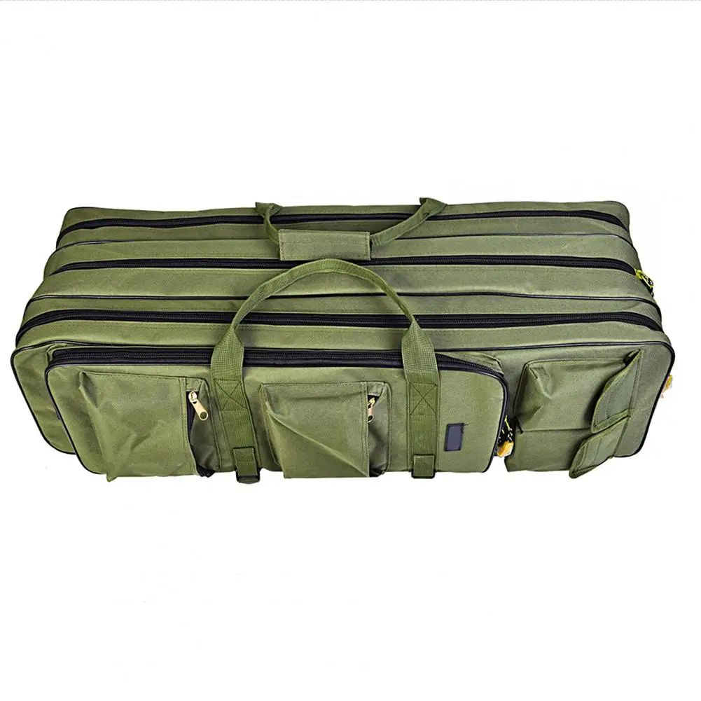 

Comfortable Unisex 3-Layer Dark Green Fishing Shoulder Bag Colorfast Fishing Pole Bag Multifunctional Fishing Supplies