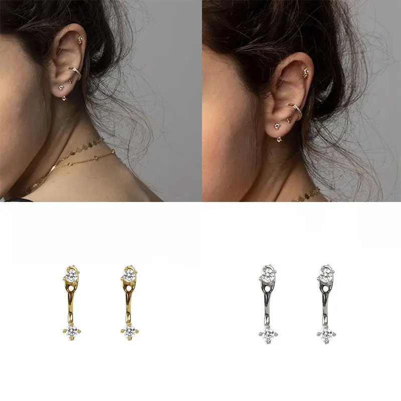 

European and American Fashion Curved Bow Earrings for Women's 925 Silver Ear Studs with Arched Temperament, Niche Earrings