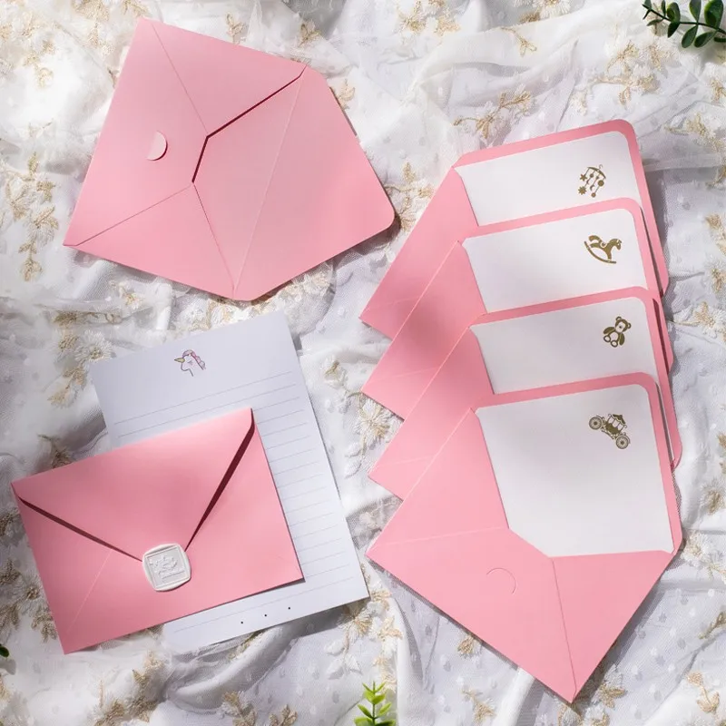 

5Pcs Pink Paper Envelopes for Invitations Cards Letter Valentine's Day Envelopes Wedding Party Invitation Greeting Cards Gift