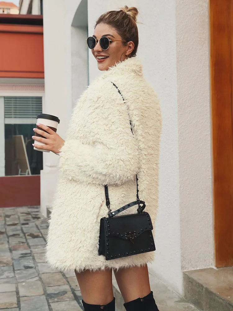 Fake Fox Fur Warm Woman Coat Teddy Jacket 2022 New Europe America Luxury Especially Winter Long Sleeve Covered Button Fashion