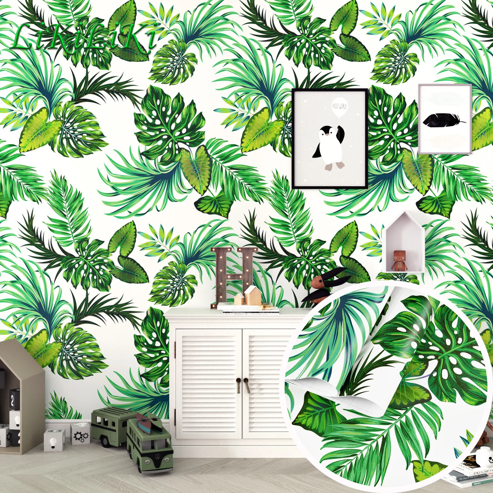Tropical Leaves Wallpaper  Green Leaves Vine PVC Table Decals Home Bedroom Living Room Decoration DIY Wall Sticker Car Supplies