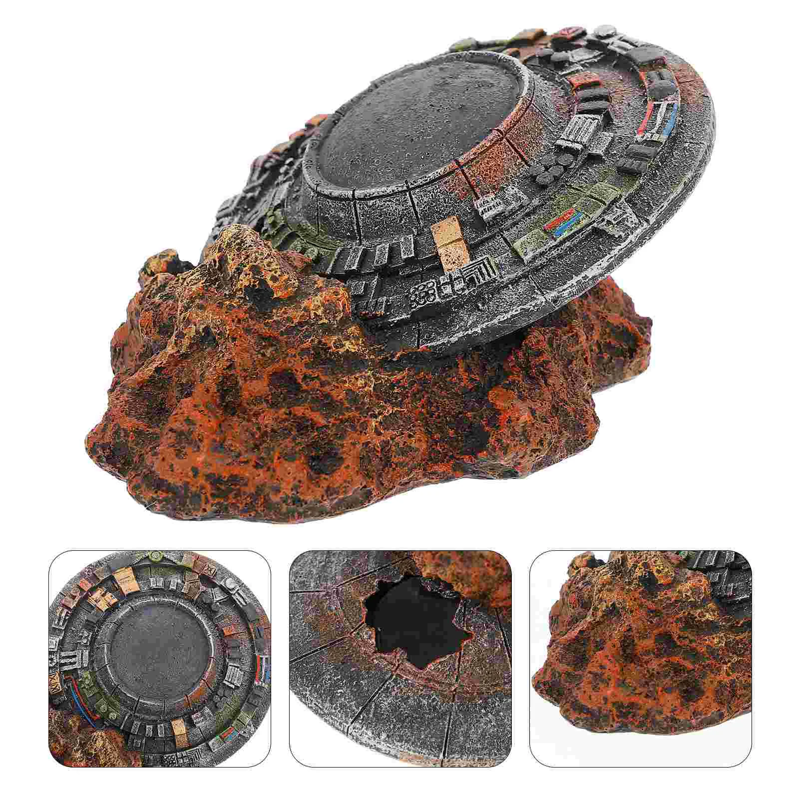 

Fish Tank Decor Decorations Ufo Accessories Aquarium Ornament Betta Alien Wreck Resin Artificial Turtle Shrimp Shelter