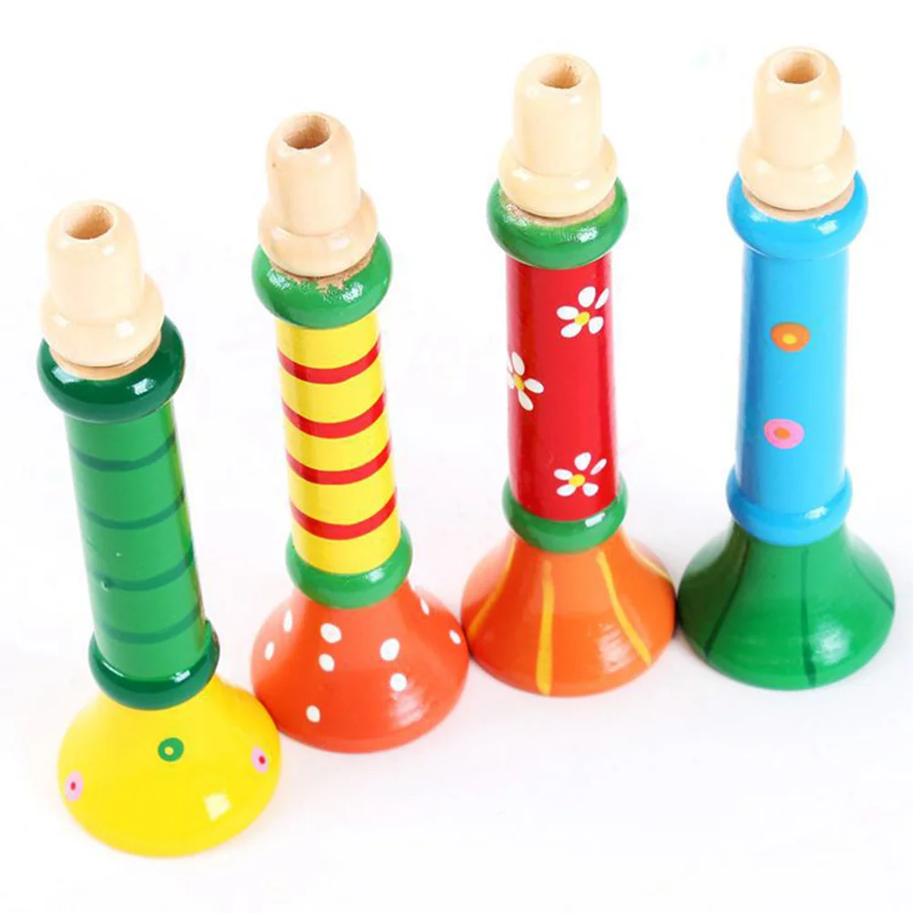 

2pcs Trumpet Wooden Early Educational Musical Instrument Whistle Horn for Toddler Children