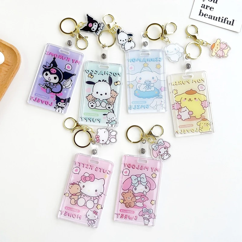 Kawaii Cartoon Character Photocard Holder Credit ID Bank Card Photo Display Holder Bus Card Protective Case Pendant Keychain