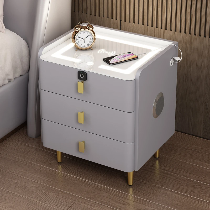 

Multifunctional Bedside Table Nightstand Wood Bedroom Bedside Table Nightstand Wireless Charging Meuble Smart Furniture YY50BT