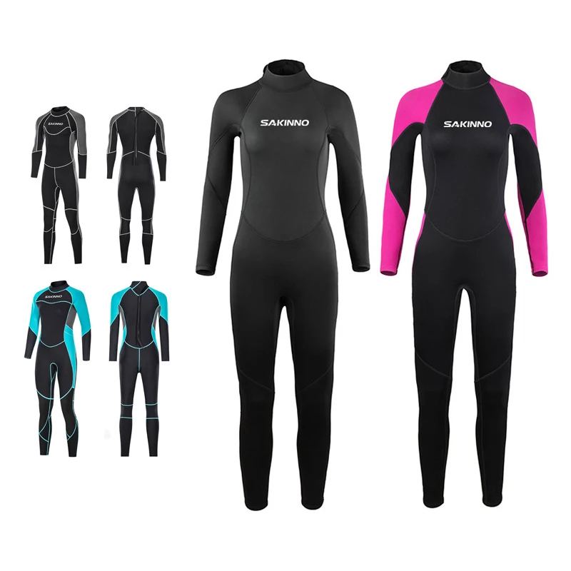 

Women's 2mm Neoprene Diving Suit Long Sleeve One Piece Cold Proof Warm Boating Surfing Snorkleing Suit Anti Jellyfish Wetsuit
