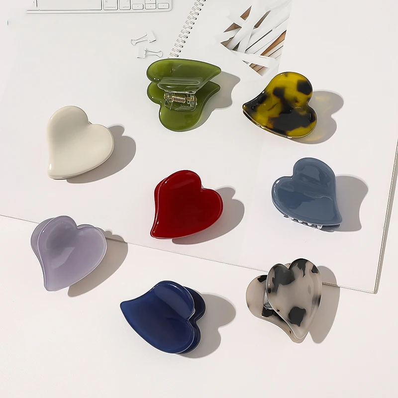 

Korea New Mini Small Hair Pins Accessories Acrylic Heart-shaped Lovely Crab hair Claw Clips For Women Girls Fashion Headdress