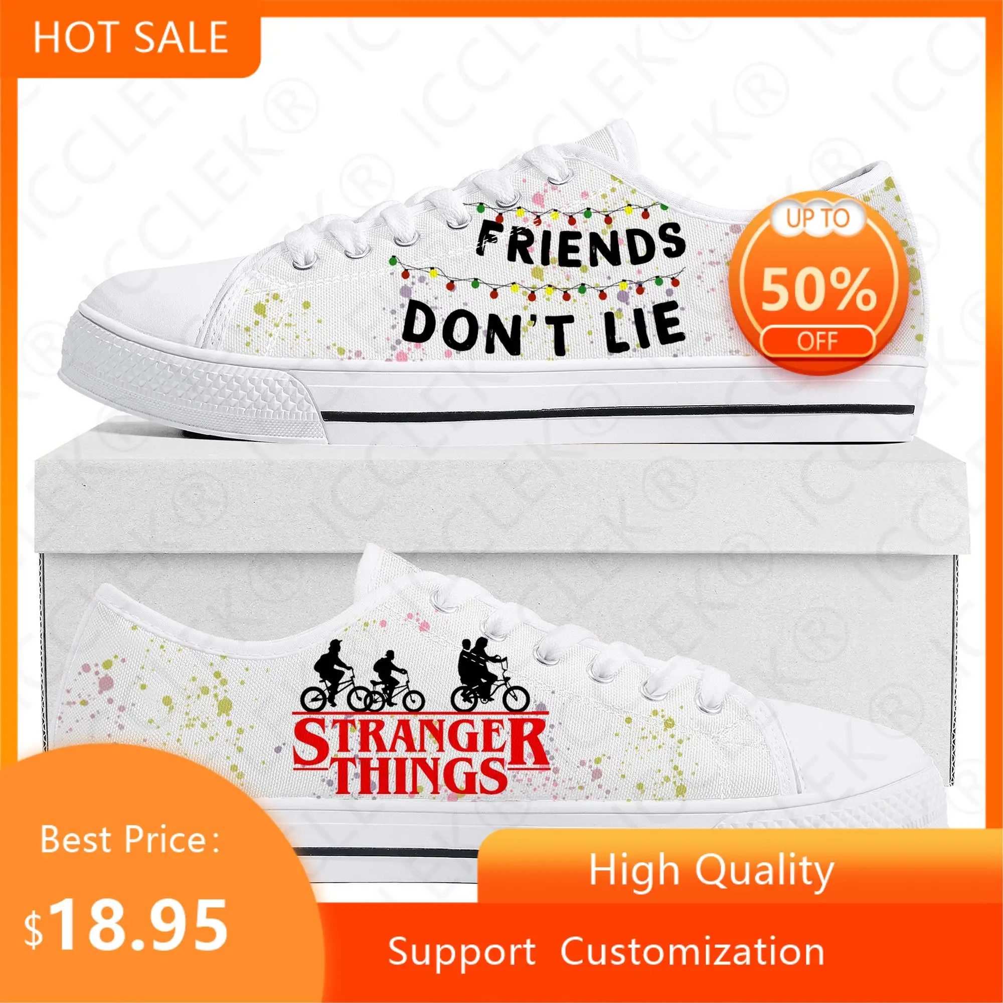 

Stranger Things Low Top Quality Sneakers Mens Womens Teenager Canvas Sneaker Friends Don't Lie Casual Couple Shoes Custom Shoe