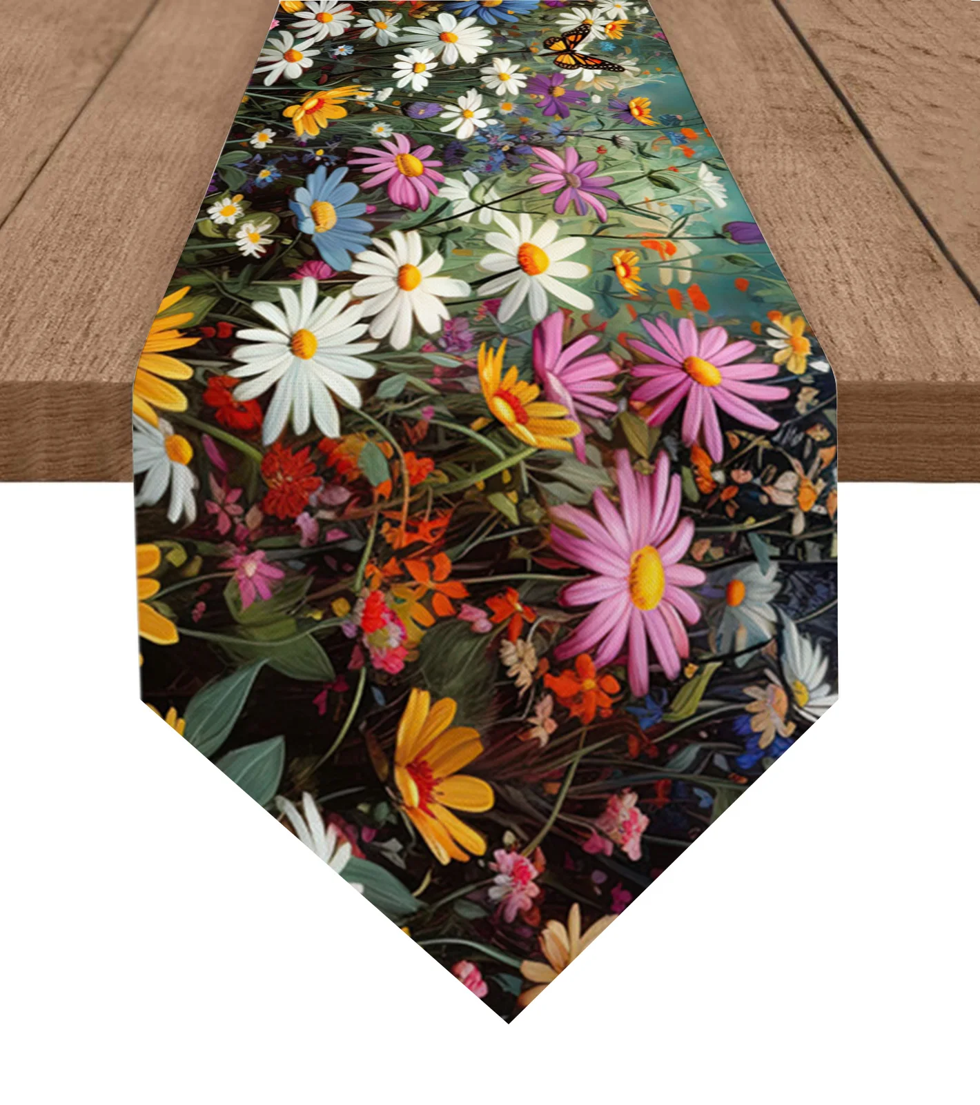 

Flower Bud Butterfly Flower Cluster Christmas Home Decor Table Runner Wedding Decoration Tablecloth Kitchen Table Runners