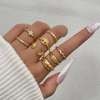 stillgirl 8pcs vintage evil eye gold color rings for women charms crystal star kpop butterfly female boho jewelry anillos mujer