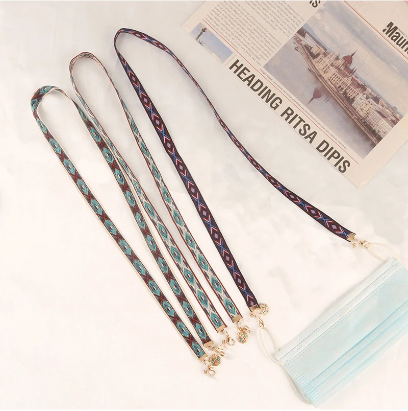 Bohemian Glasses Chain For Women Colorful Fabric Mask Holder Sunglasses Lanyard Vintage Eyewear Neck Cord Jewelry Gift | Аксессуары для