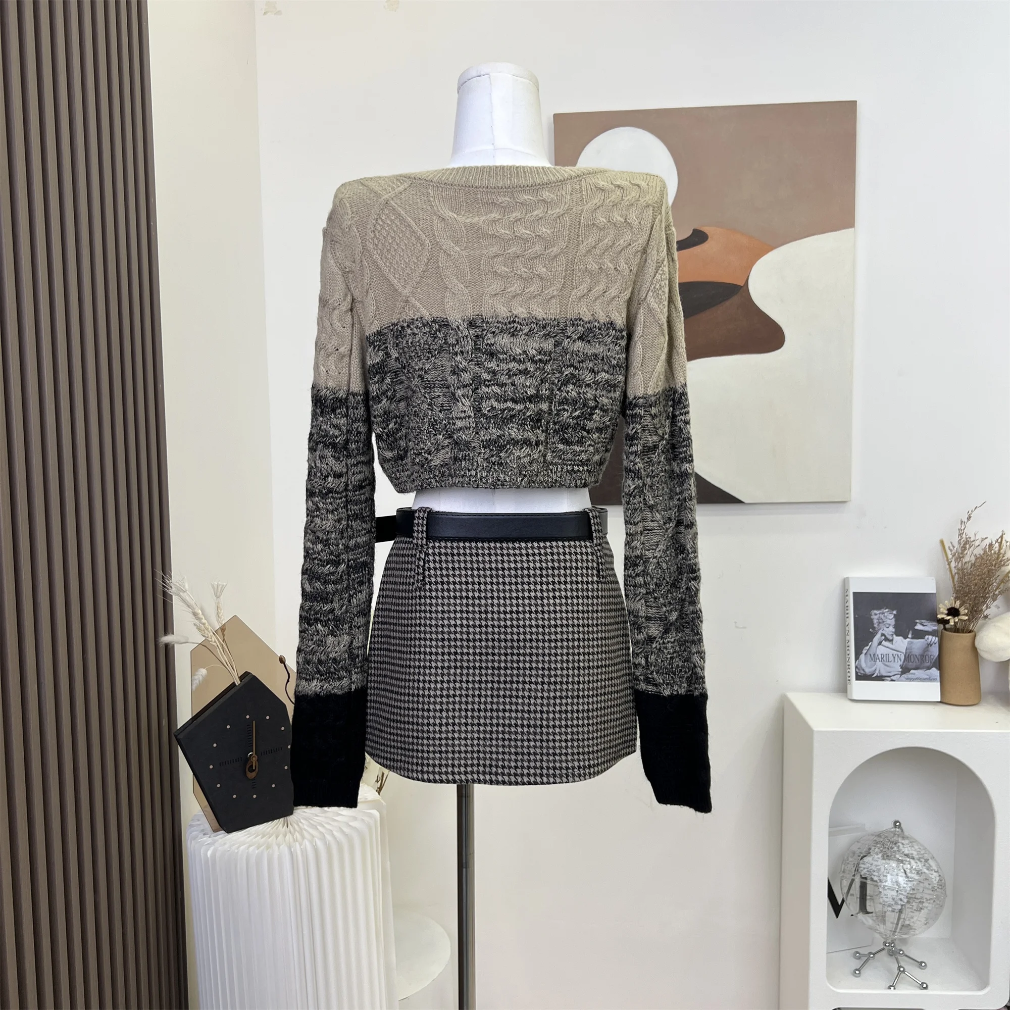 Винтажный вязаный кардиган Anivia на пуговицах пальто с круглым вырезом и длинным