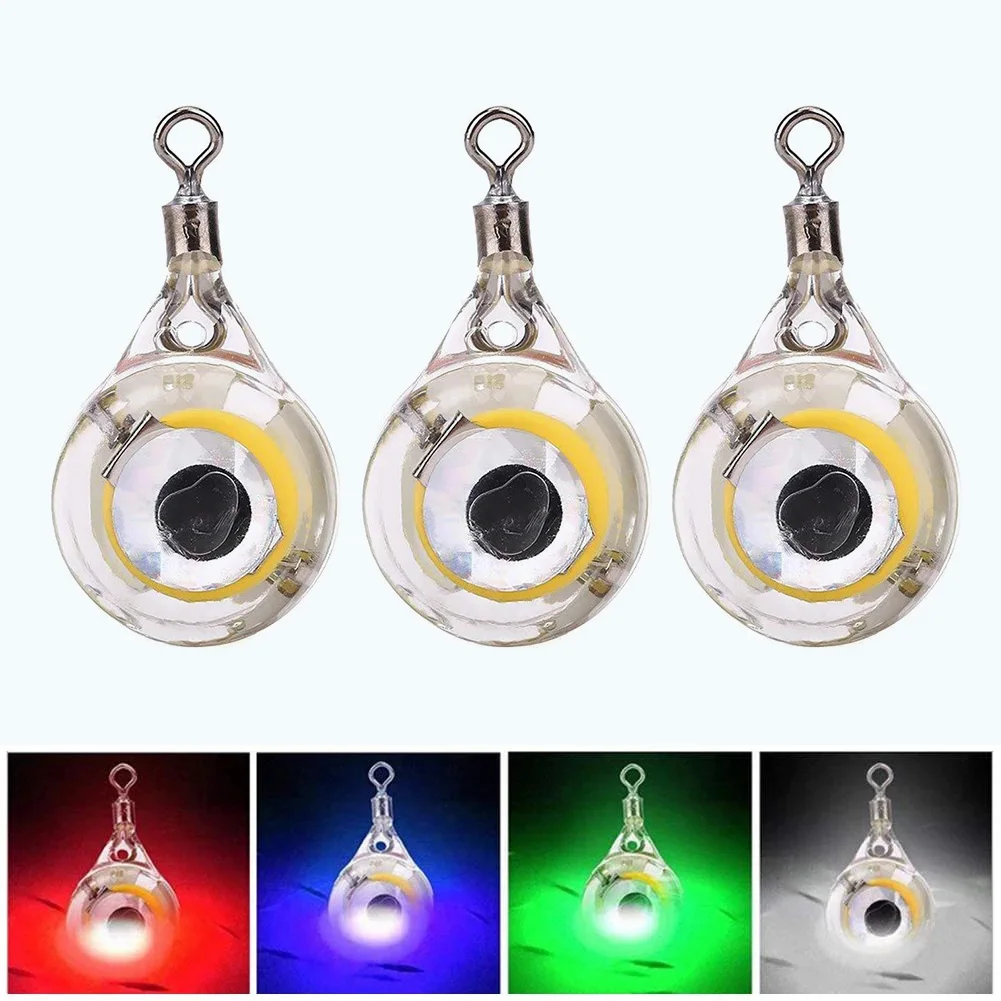 

1Pcs Ｍini Fishing Lure Trap Light LED Deep Drop Underwater Eye Shape Fishing Squid Bait Luminous Lure Lamp for Attracting Fish