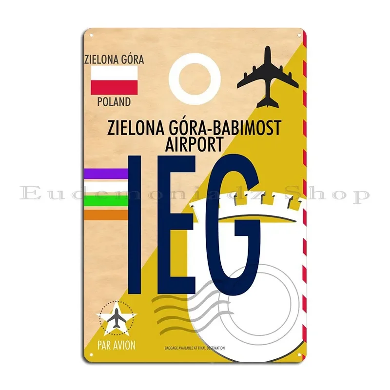 Фото Zielona Gora Airport Ieg Metal Plaque Garage Wall Decor Rusty Cinema Custom Tin Sign Poster №2