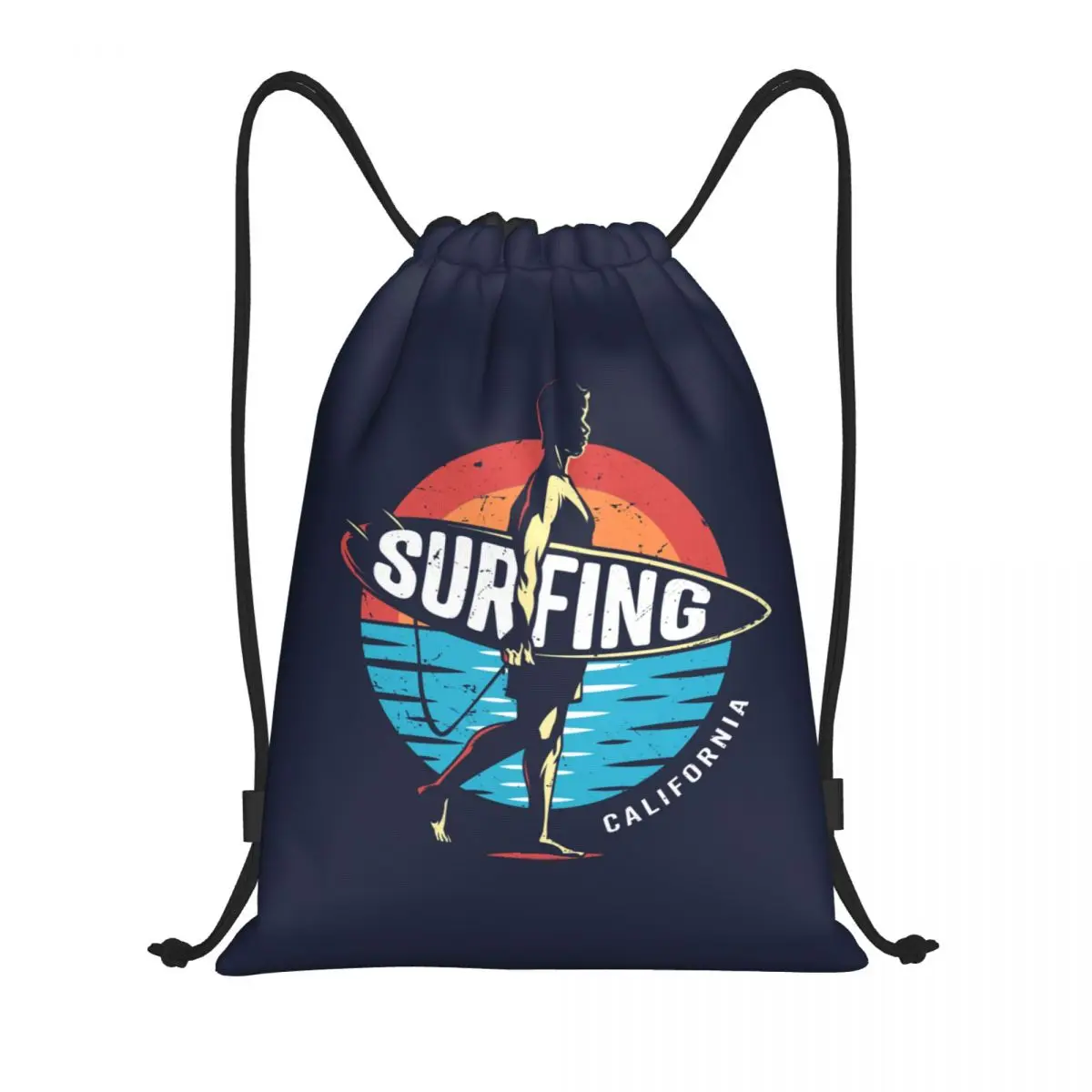 

Рюкзак на шнурке California Surf Rider, спортивная сумка для спортзала для женщин и мужчин, забавный рюкзак для шоппинга