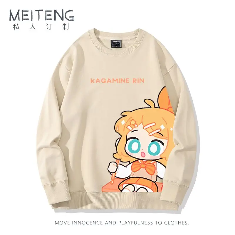 Женский и мужской пуловер с длинным рукавом круглым вырезом