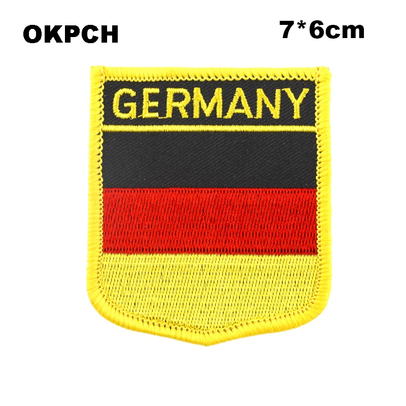 

Germany Flag Shield Shape Iron on Embroidery Patches Saw on Transfer Patches Sewing Applications for Clothes